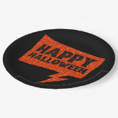 音声バブルグリッターハッピーハローウィン ペーパープレート (アングル)