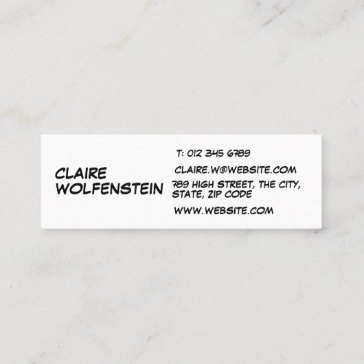 音声バブルメッセージおもしろいレトロ漫画ブック スキニー名刺 (裏面)