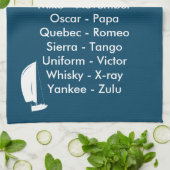 音声文字海ブルーセーリング キッチンタオル (折り畳み)