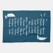 音声文字海ブルーセーリング キッチンタオル (横)
