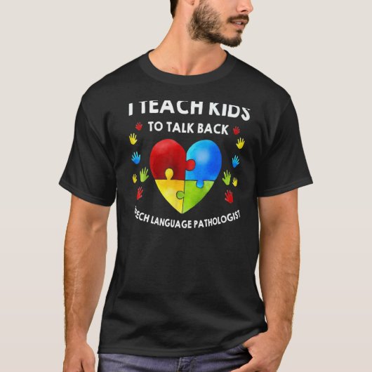 音声病理学セラピートークオティズム認識モン Tシャツ (正面)