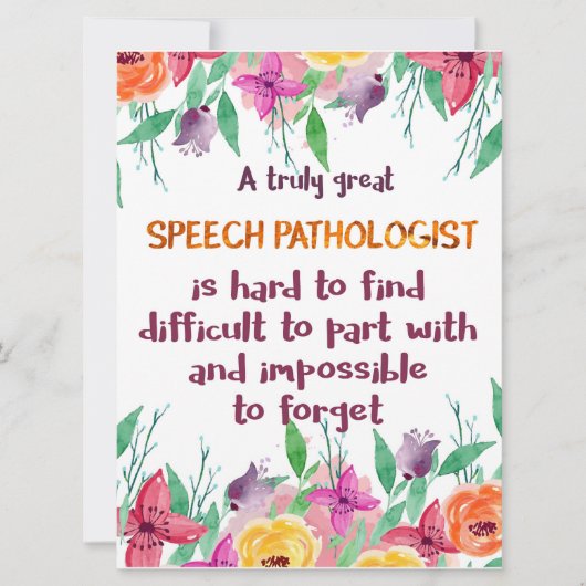 音声病理学者贈与学校言語セラピスト カード (正面)
