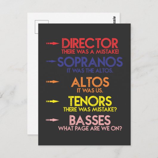 音楽おもしろい合唱団の歌う男性の子供の合唱団 ポストカード (正面/裏面)