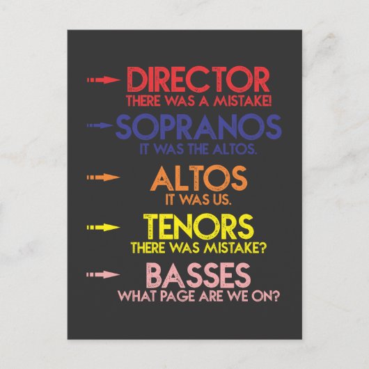 音楽おもしろい合唱団の歌う男性の子供の合唱団 ポストカード (正面)