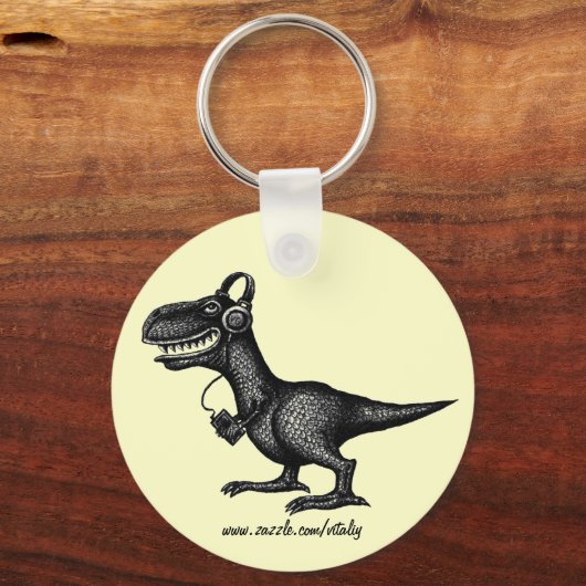 音楽おもしろい恐竜ペンスケッチアートkeychain キーホルダー (正面)