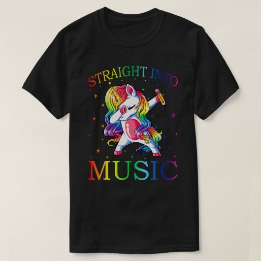 音楽おもしろいTシャツにまっすぐジャブするユニコーン Tシャツ (デザイン正面)