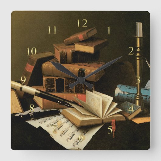 音楽および文献 スクエア壁時計 (正面)