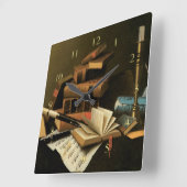 音楽および文献 スクエア壁時計 (傾斜)