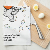 音楽および猫の引用文のふきん キッチンタオル (四つ折り)