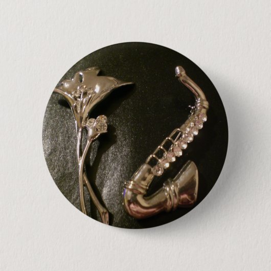 音楽および花 缶バッジ (正面)