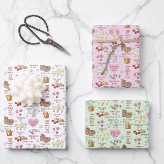 音楽お気に入りのの音がかわいい手を描く ラッピングペーパーシート (正面)