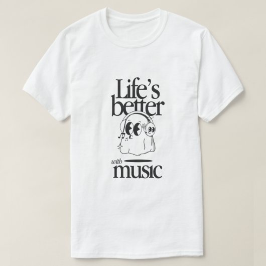 "音楽があれば人生はもっと素敵" Tシャツ (デザイン正面)