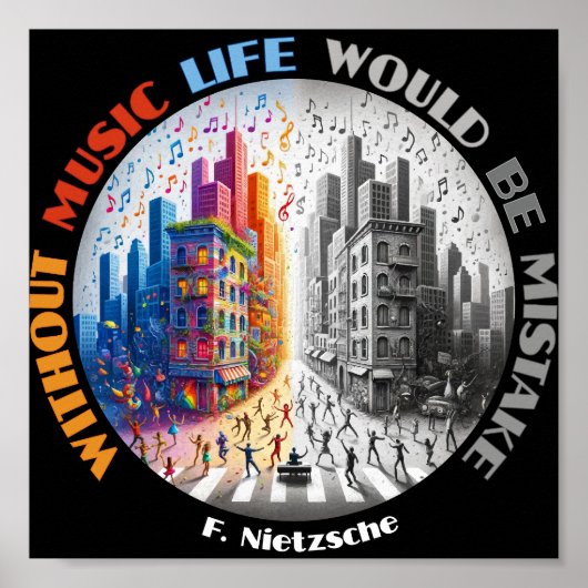 音楽がなければ、人生は間違いだ – Nietzsche ポスター (正面)