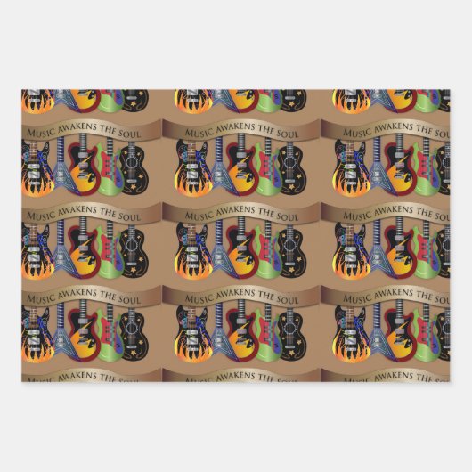 音楽がソウルギターを目覚カラフルめる ラッピングペーパーシート (正面2)