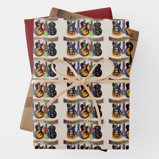 音楽がソウルギターを目覚カラフルめる ラッピングペーパーシート (インサイチュ)