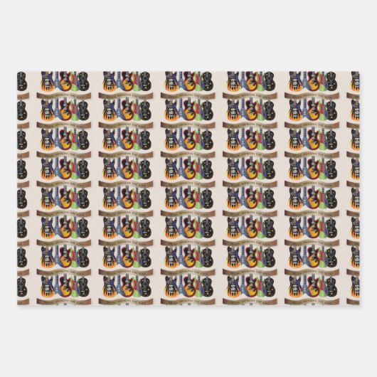 音楽がソウルギターを目覚カラフルめる ラッピングペーパーシート (正面)