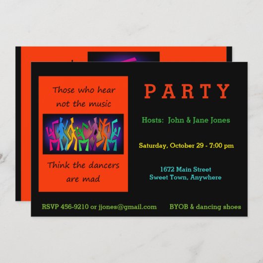 音楽がダンサーを考えるのを聞かない人は気違いです 招待状 (正面/裏面)