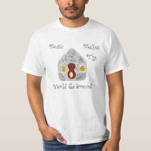 音楽が世界を回す Tシャツ (正面)
