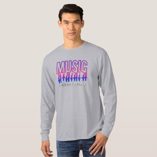 音楽が人々をつなぐ | メンズ ロングスリーブ Tシャツ (正面フル)