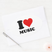 音楽が大好き 楕円形シール (封筒)