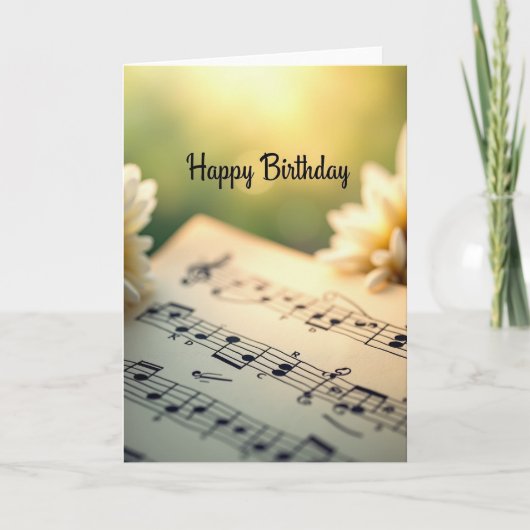 音楽が彩るフラワー誕生日カード カード (正面)