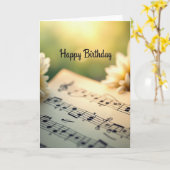音楽が彩るフラワー誕生日カード カード (黄色い花)