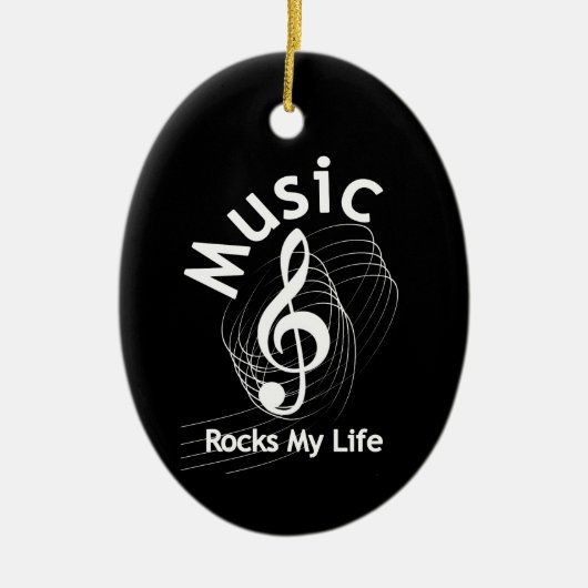 音楽が私の人生を揺るがすパーソナライズされた セラミックオーナメント (正面)