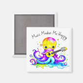 音楽が私を幸せにする |タコ遊のギター マグネット (正面/裏面)