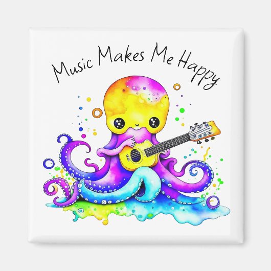音楽が私を幸せにする |タコ遊のギター マグネット (正面)