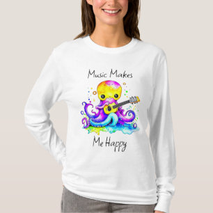 音楽が私を幸せにする タコ遊のギター Tシャツ