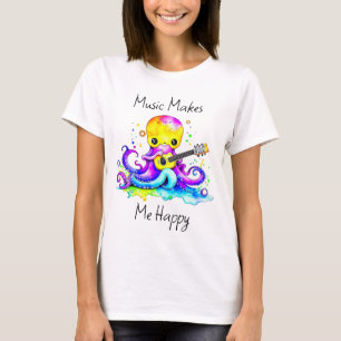 音楽が私を幸せにする タコ遊のギター Tシャツ