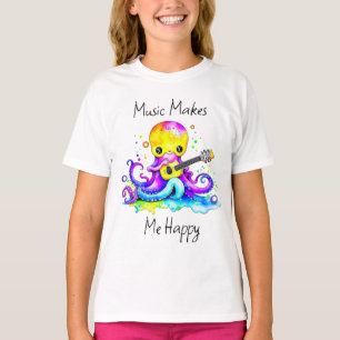 音楽が私を幸せにする タコ遊のギター Tシャツ