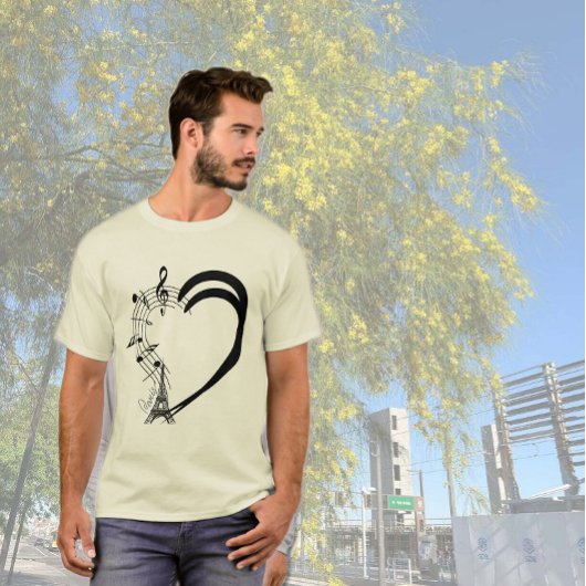 音楽でいっぱいのハート Tシャツ