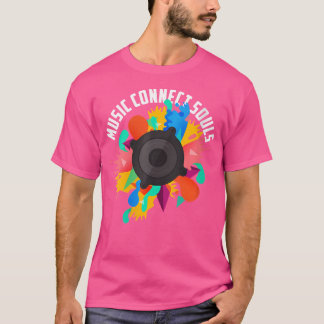 音楽で魂をつなぐ ヘッドフォンスピーカー DJミキサー Tシャツ