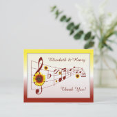 音楽とひまわり結婚のサンキューカード ポストカード (スタンド正面)