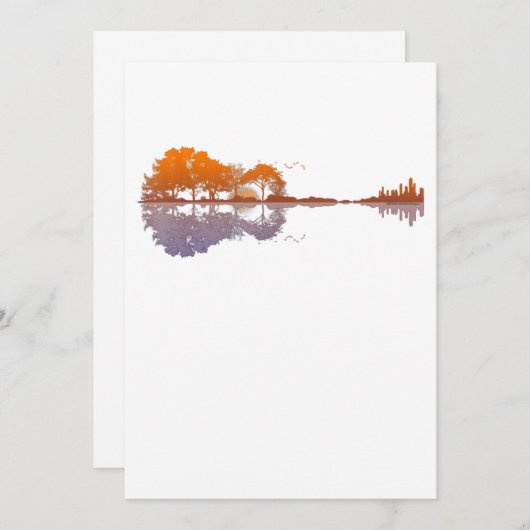 音楽とギター愛好者を映し出すギター·レイク サンキューカード (正面/裏面)