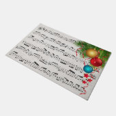 音楽とクリスマスオーナメント ドアマット (アングル)