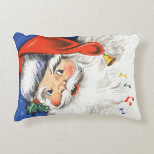 音楽とサンタすてきクロースのヴィンテージクリスマス アクセントクッション (正面)