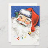 音楽とサンタすてきクロースのヴィンテージクリスマス シーズンカード (正面/裏面)
