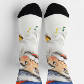 音楽とサンタすてきクロースのヴィンテージクリスマス ソックス (上部)