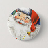 音楽とサンタすてきクロースのヴィンテージクリスマス 缶バッジ (正面)