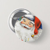 音楽とサンタすてきクロースのヴィンテージクリスマス 缶バッジ (正面&裏面)