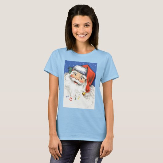 音楽とサンタすてきクロースのヴィンテージクリスマス Tシャツ (正面フル)