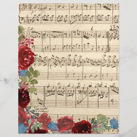 音楽とスクラップブック書紙に赤い花 (正面)