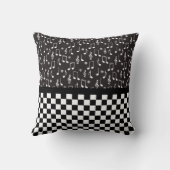 音楽とチェッカーボード白黒 クッション (裏面)