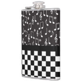 音楽とチェッカーボード白黒 フラスク (左)