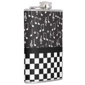 音楽とチェッカーボード白黒 フラスク (右)