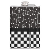 音楽とチェッカーボード白黒 フラスク (裏面)
