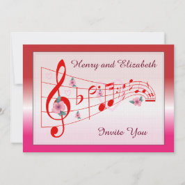 音楽とハイビスカスフラムス結婚式招待状 招待状