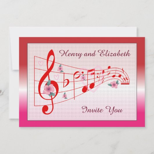音楽とハイビスカスフラムス結婚式招待状 招待状 (正面)